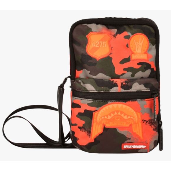 SPRAYGROUND JACQUEES Sling Bag Stash Pocket Camo Crossbody Orange Messenger - Picture 2 of 11